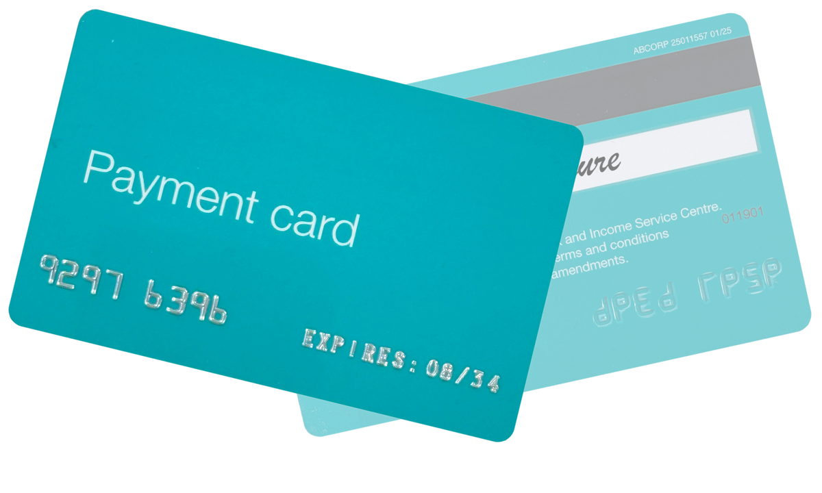 A sample Work and Income NZ payment card